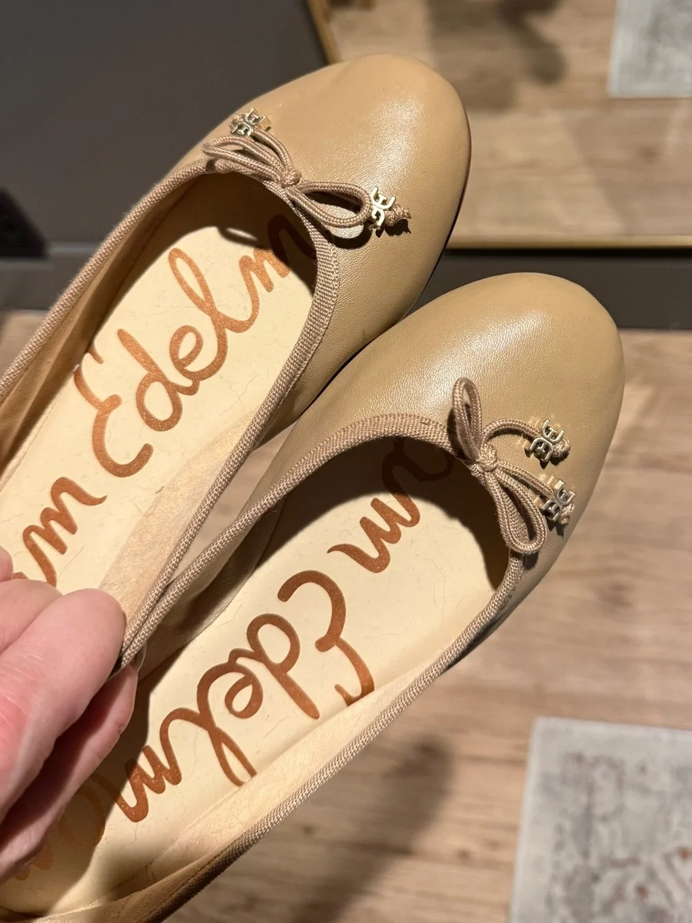 Sam Edelman Flora Leather Ballet Flats Soft Beige Size 9